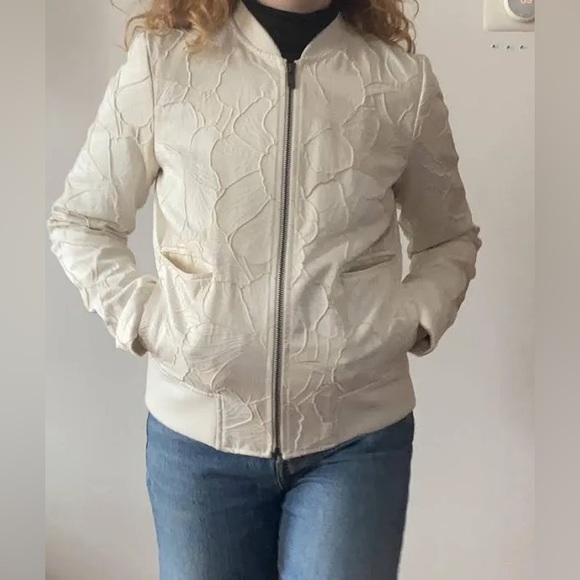 NWT XS Banana Republic White/Cream Bomber Jacket - Picture 2 of 9